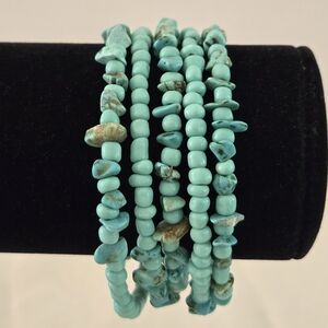 Turquoise Beaded Bangle Stretch Bracelet